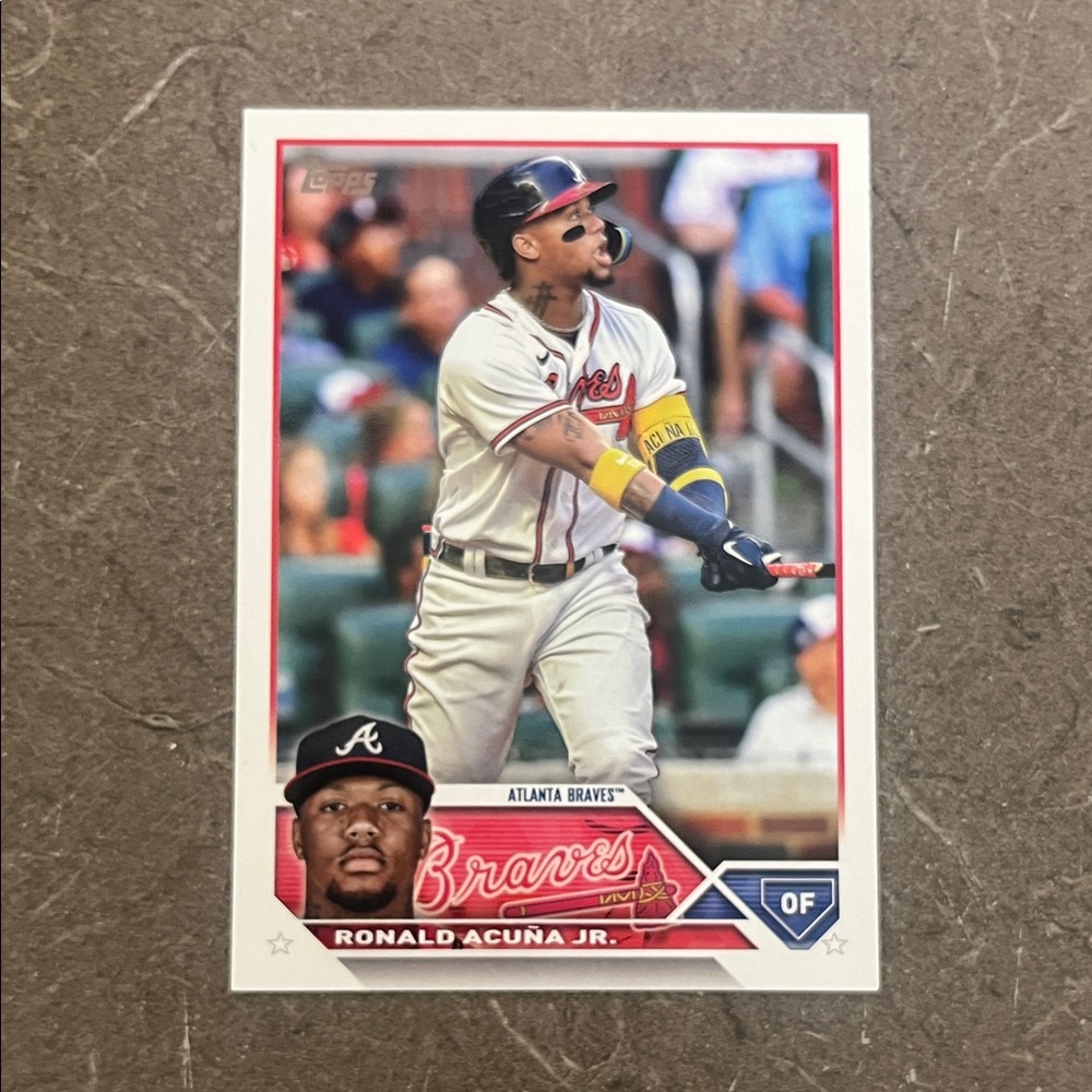 Topps Braves Ronald Acuña Jr Card with Red and Blue Accents